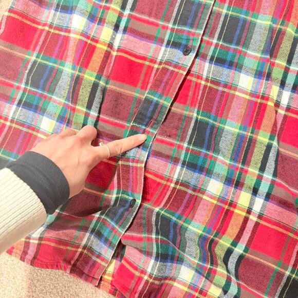 Lauren Ralph Lauren Holiday Plaid Cotton Flannel Shirtdress Sleepshirt Small - Picture 2 of 5